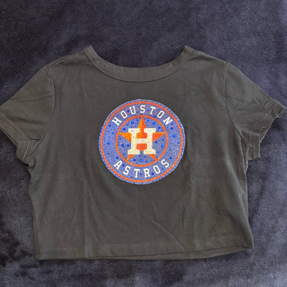 Houston Astros 🌟 rhinestone crop top tee size L